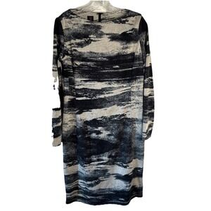 Tom And Linda Platt Size 10 Sheath Knee Length Dress Black Abstract Long Sleeves